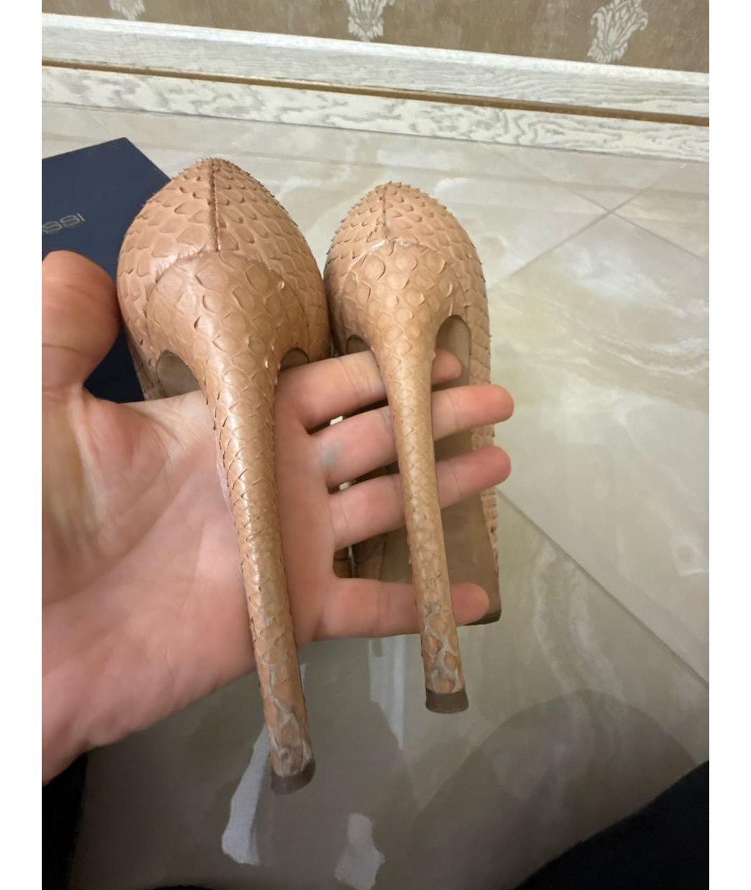 SERGIO ROSSI Бежевые кожаные туфли, фото 8