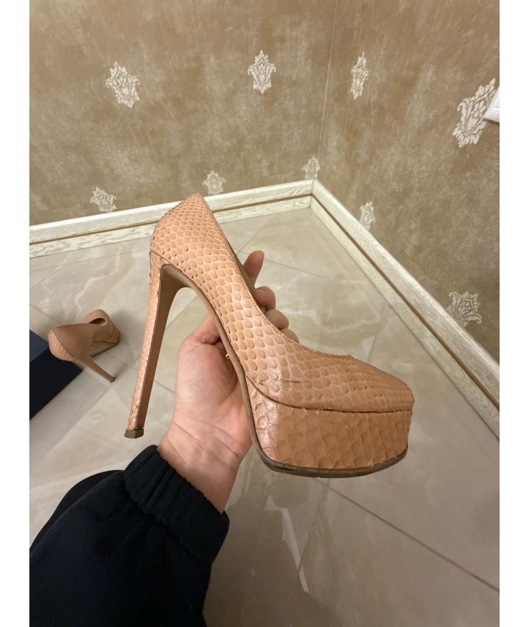 SERGIO ROSSI Бежевые кожаные туфли, фото 6