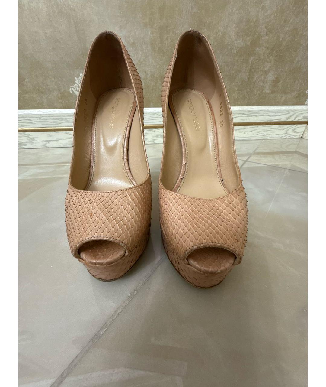 SERGIO ROSSI Бежевые кожаные туфли, фото 7