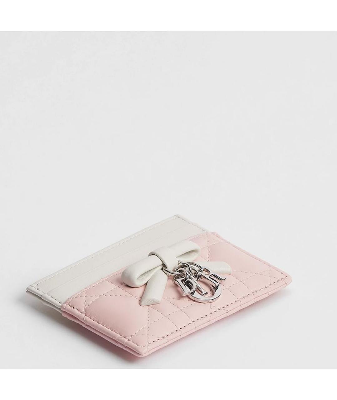 CHRISTIAN DIOR Розовый кожаный кардхолдер, фото 2