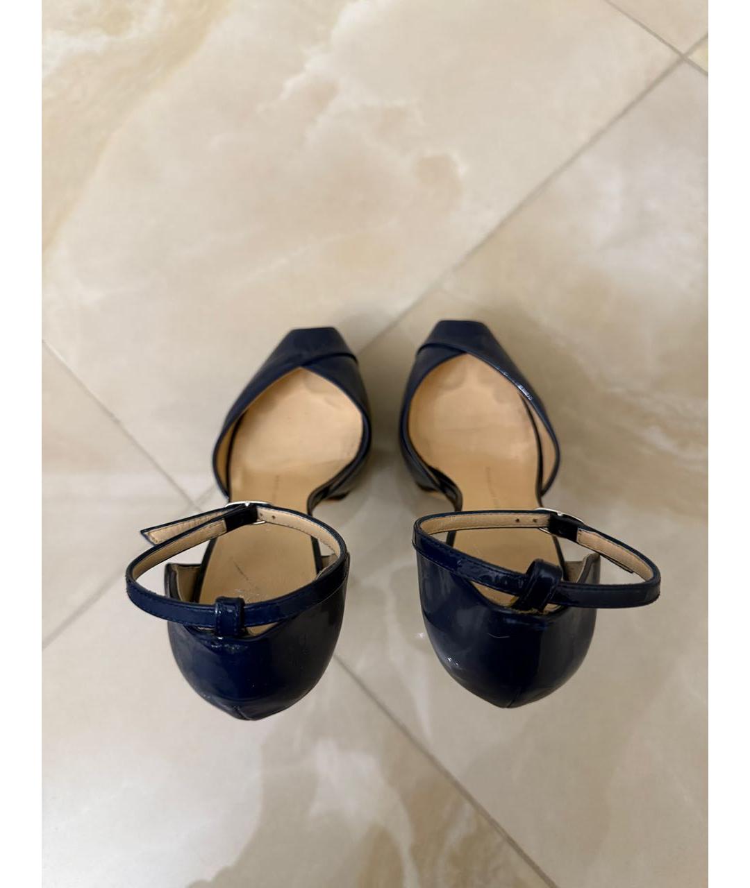 GIUSEPPE ZANOTTI DESIGN Темно-синие босоножки из лакированной кожи, фото 3