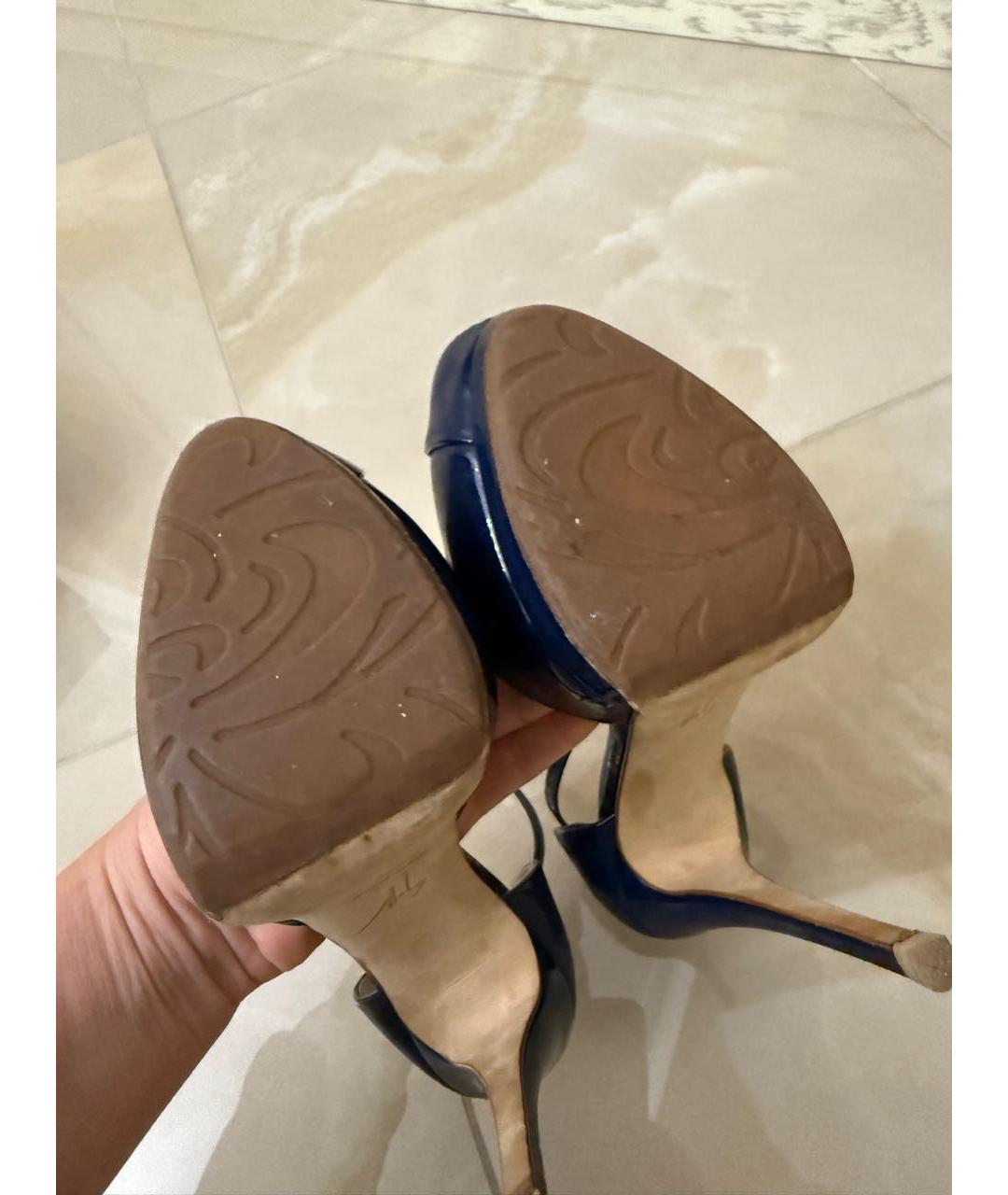 GIUSEPPE ZANOTTI DESIGN Темно-синие босоножки из лакированной кожи, фото 5