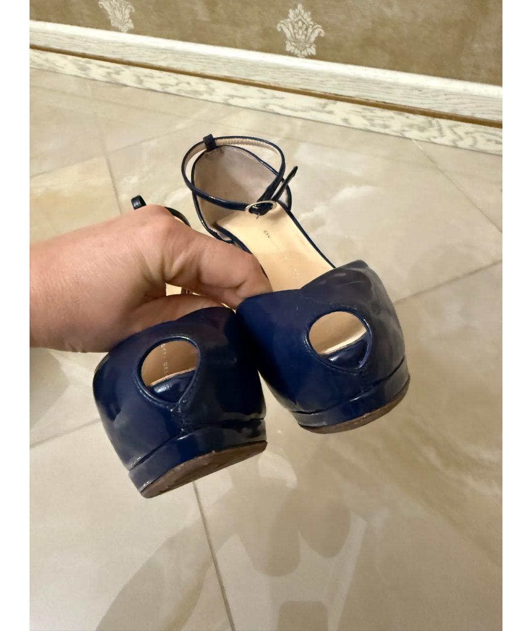 GIUSEPPE ZANOTTI DESIGN Темно-синие босоножки из лакированной кожи, фото 6