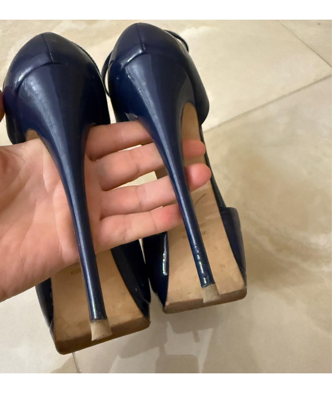 GIUSEPPE ZANOTTI DESIGN Темно-синие босоножки из лакированной кожи, фото 8