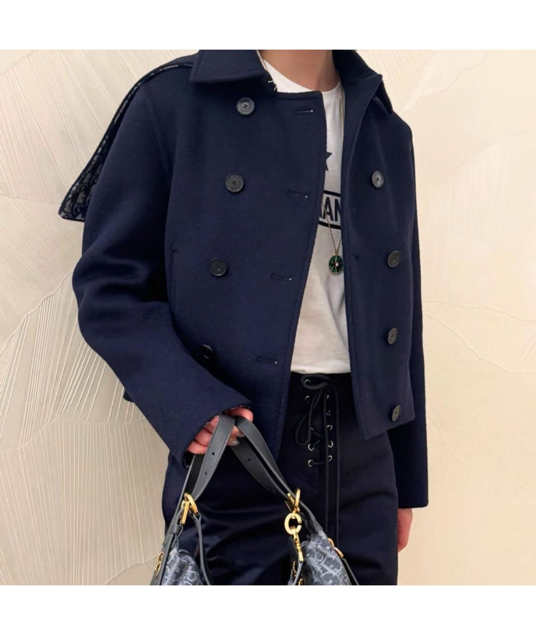 CHRISTIAN DIOR Темно-синее шерстяное пальто, фото 4