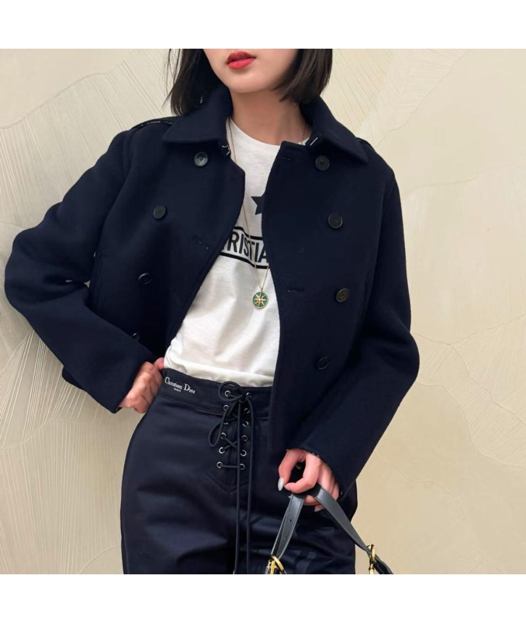 CHRISTIAN DIOR Темно-синее шерстяное пальто, фото 3