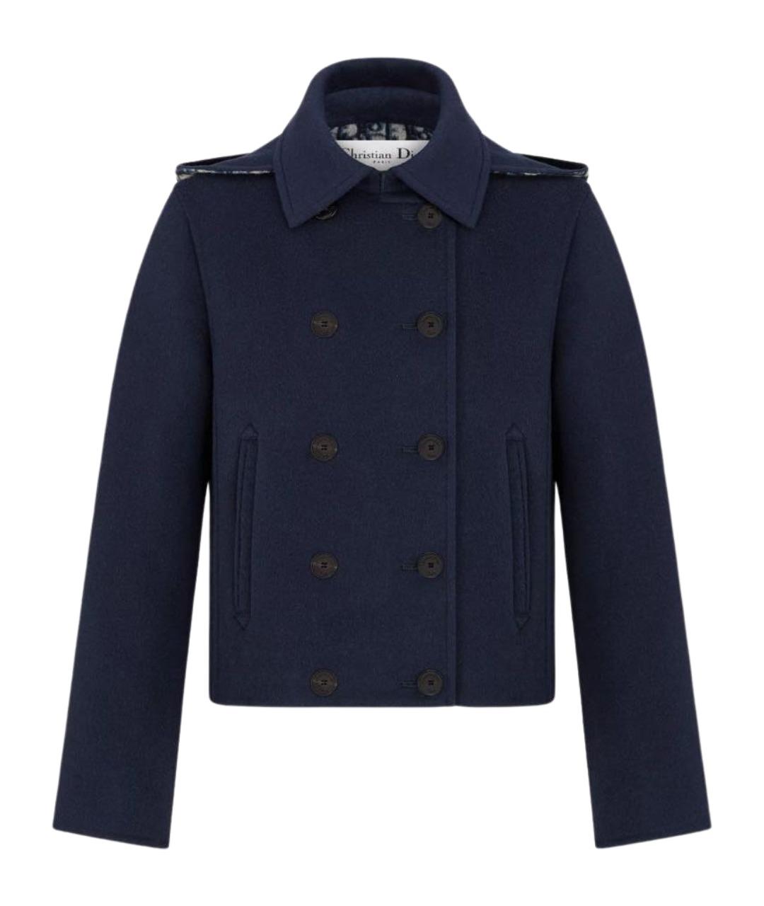 CHRISTIAN DIOR Темно-синее шерстяное пальто, фото 1