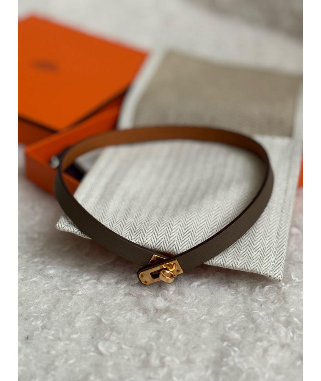 HERMES Серое кожаное колье, фото 3