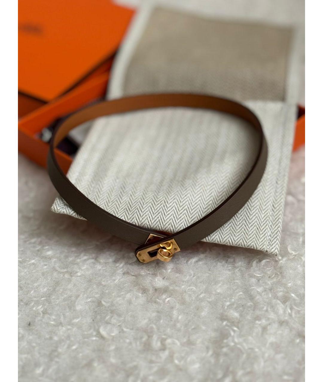 HERMES Серое кожаное колье, фото 4