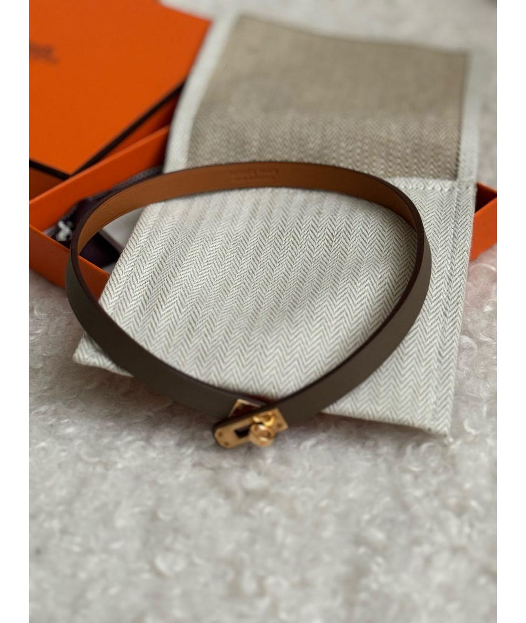 HERMES Серое кожаное колье, фото 2