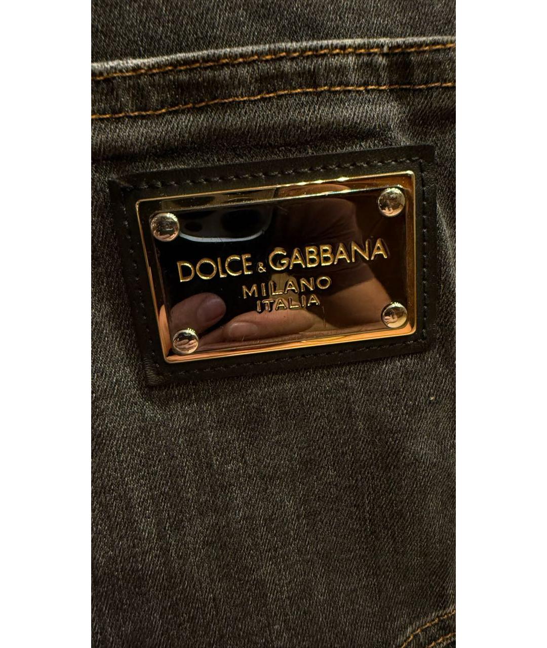 DOLCE&GABBANA Серые хлопко-эластановые джинсы скинни, фото 3
