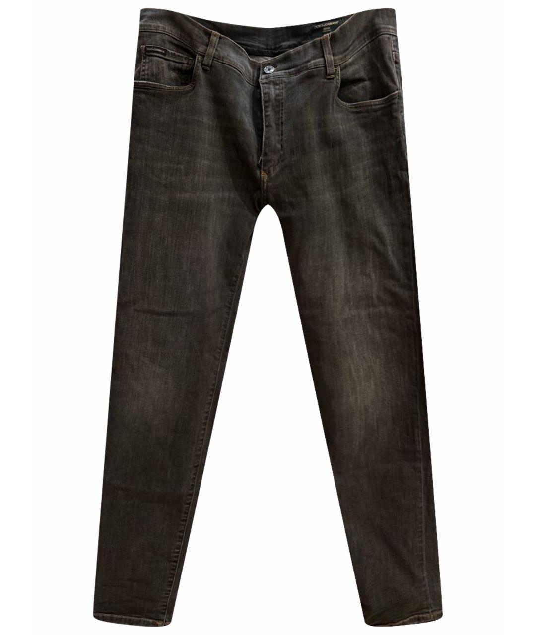 DOLCE&GABBANA Серые хлопко-эластановые джинсы скинни, фото 1