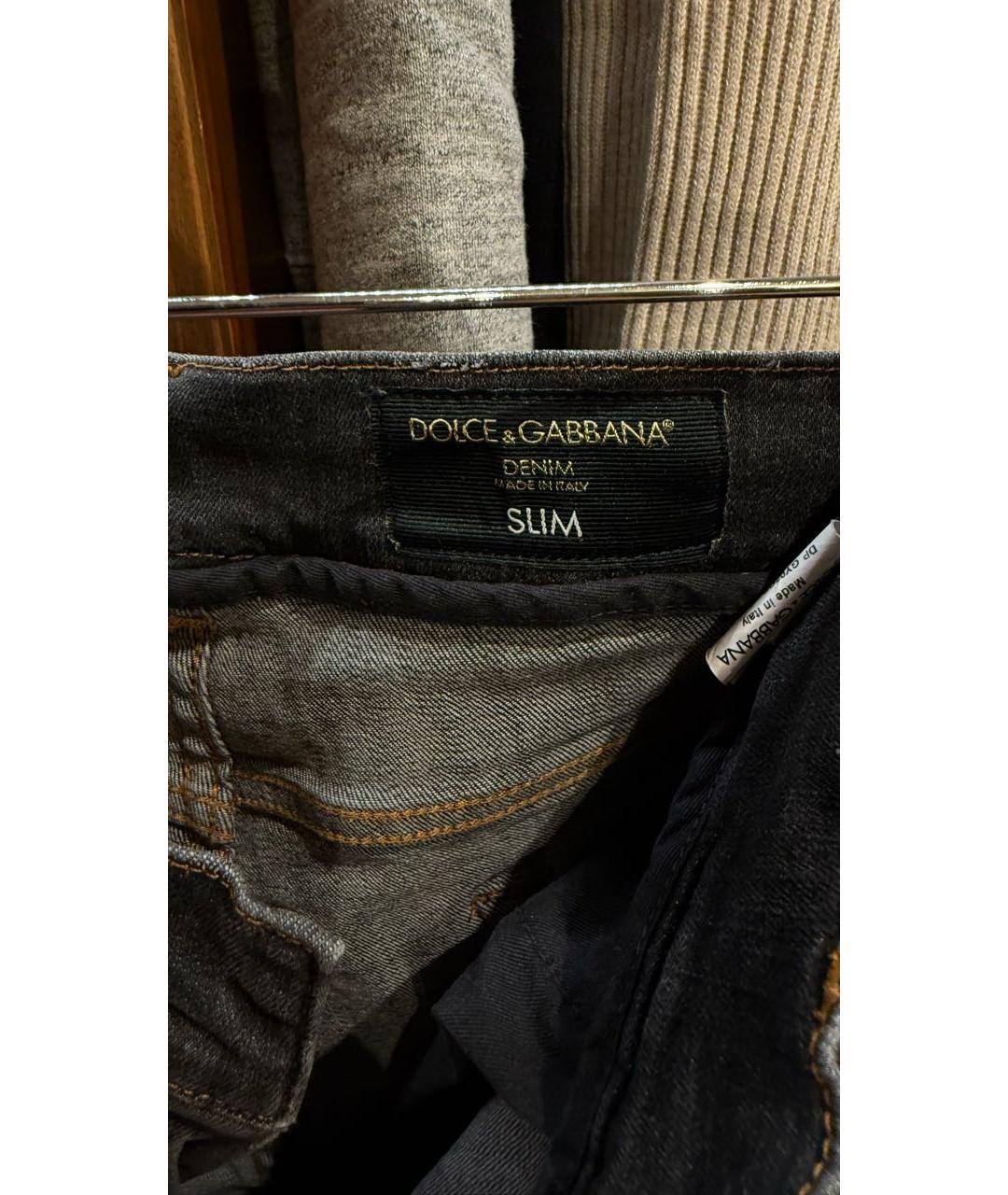 DOLCE&GABBANA Серые хлопко-эластановые джинсы скинни, фото 6