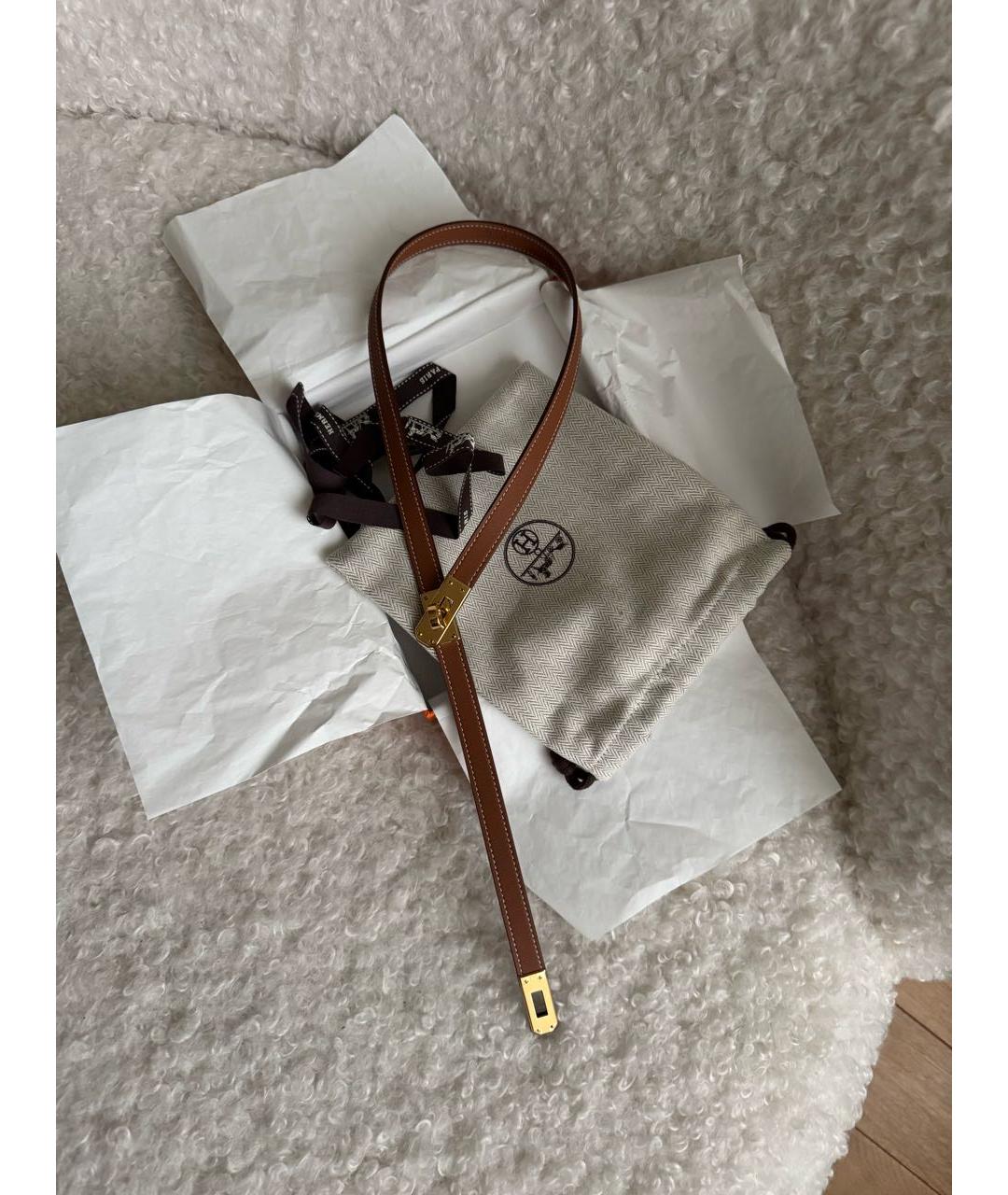 HERMES Коричневый кожаный чокер, фото 4