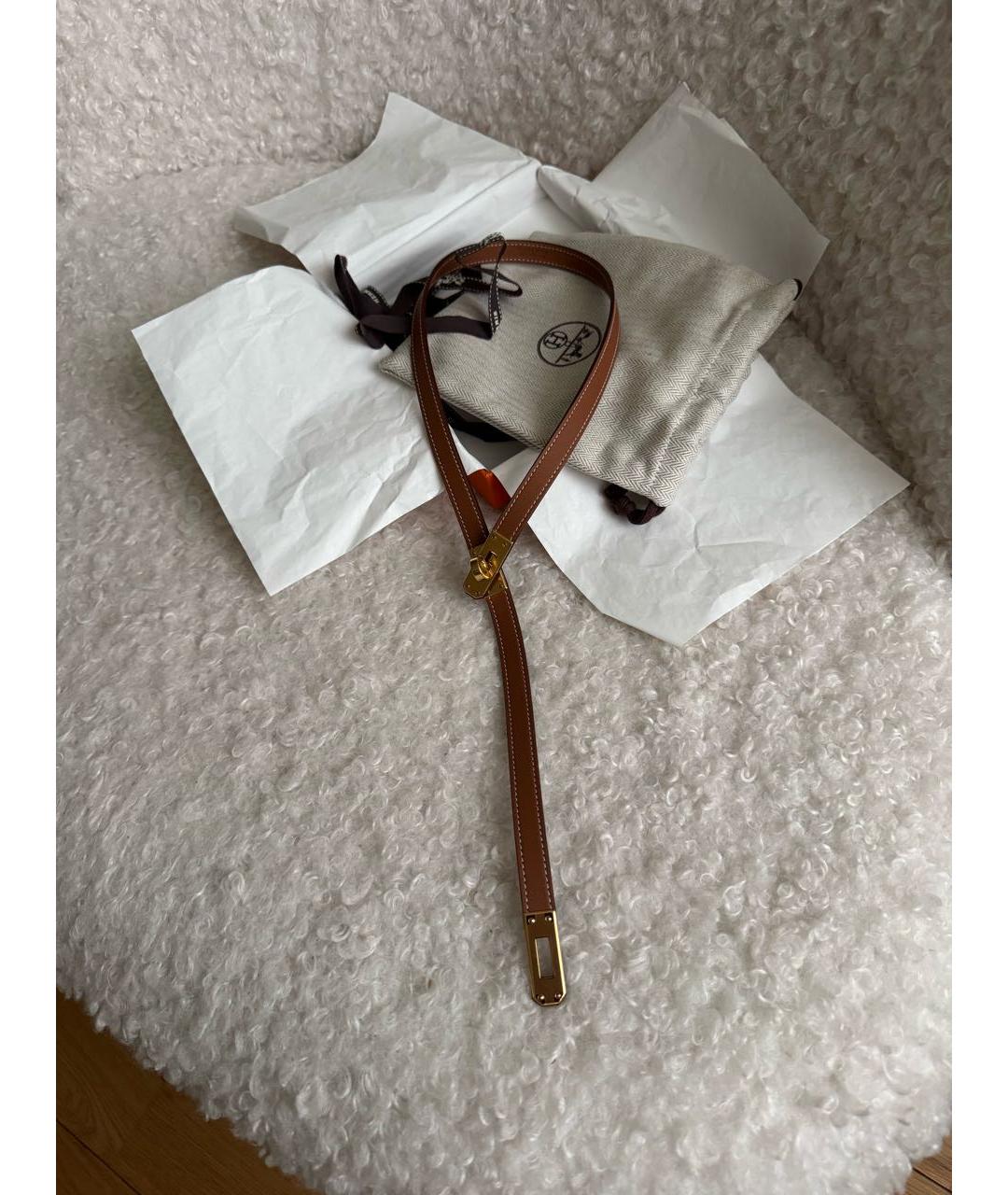 HERMES Коричневый кожаный чокер, фото 2