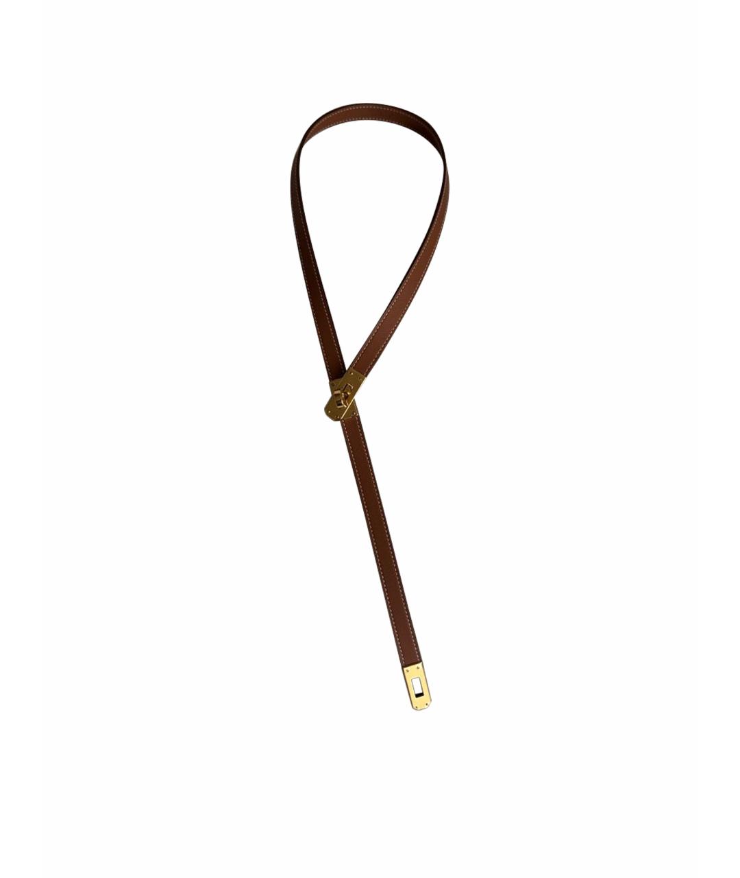 HERMES Коричневый кожаный чокер, фото 1