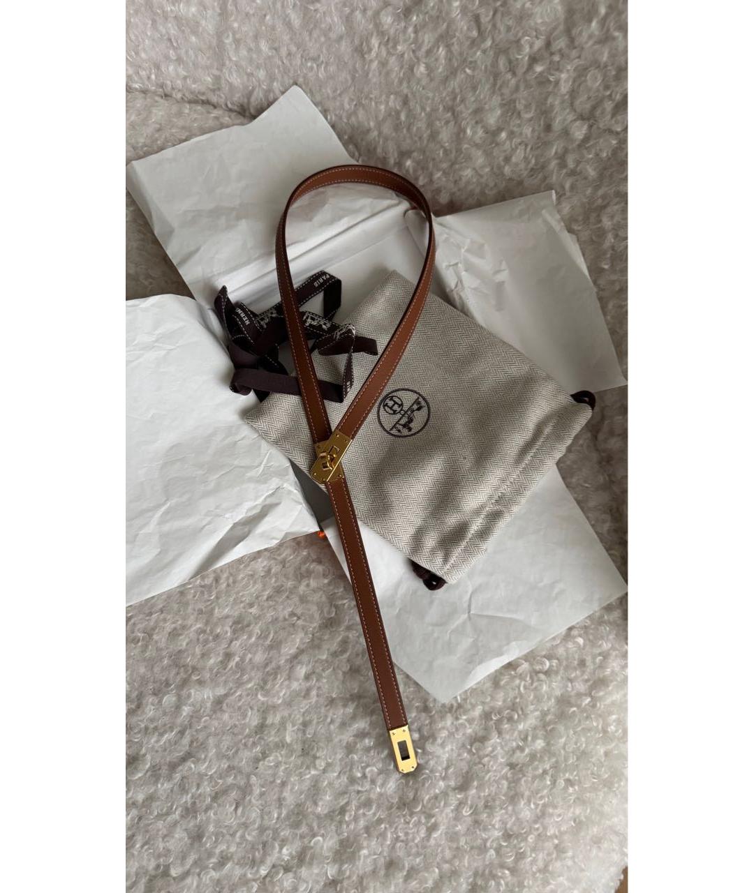 HERMES Коричневый кожаный чокер, фото 3