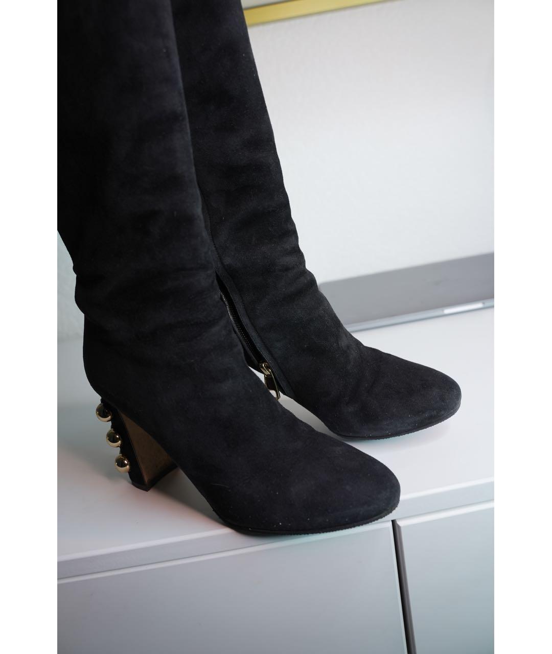 DOLCE&GABBANA Черные замшевые ботфорты, фото 4