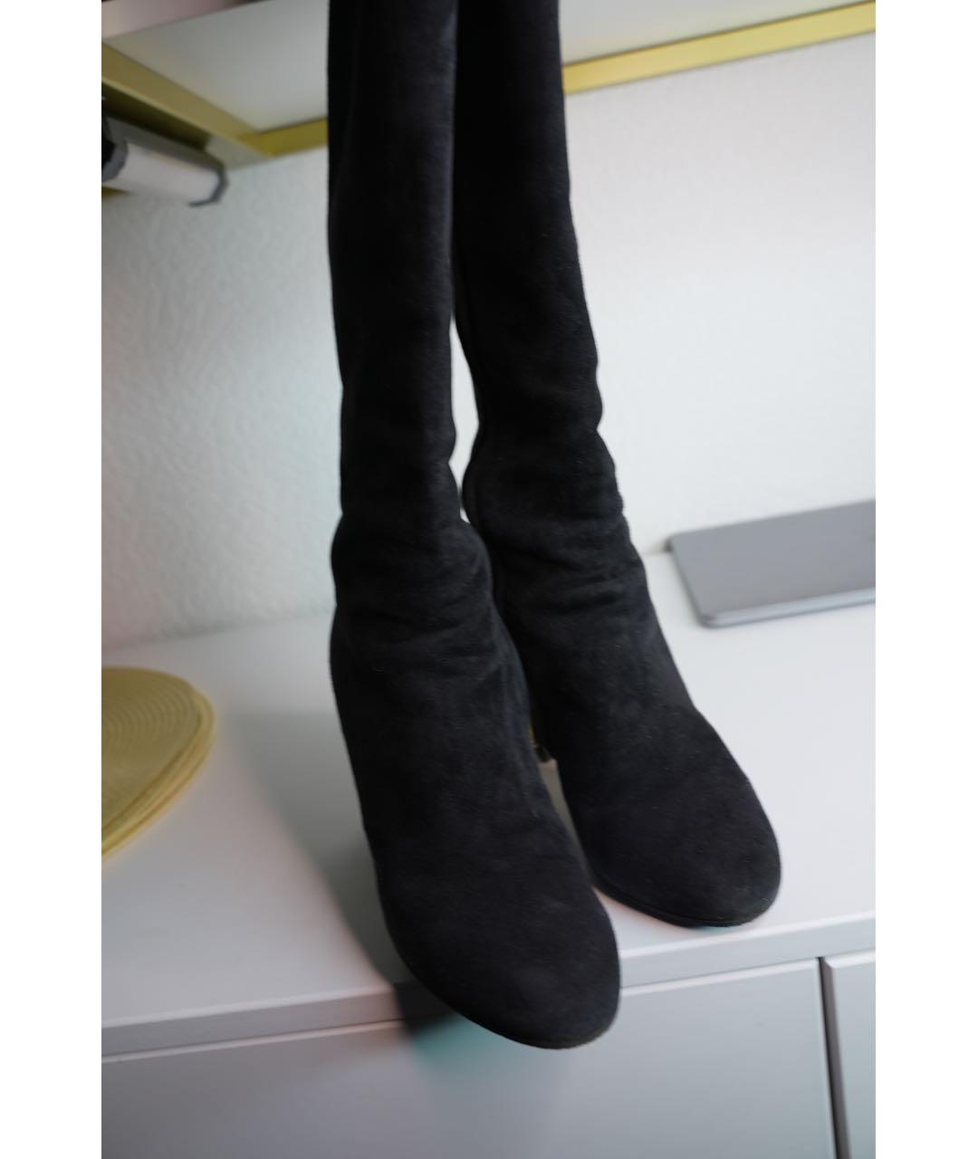 DOLCE&GABBANA Черные замшевые ботфорты, фото 7