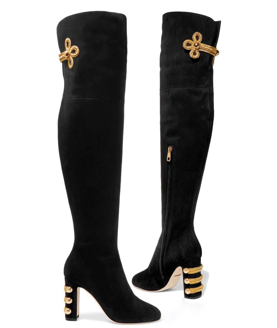 DOLCE&GABBANA Черные замшевые ботфорты, фото 9