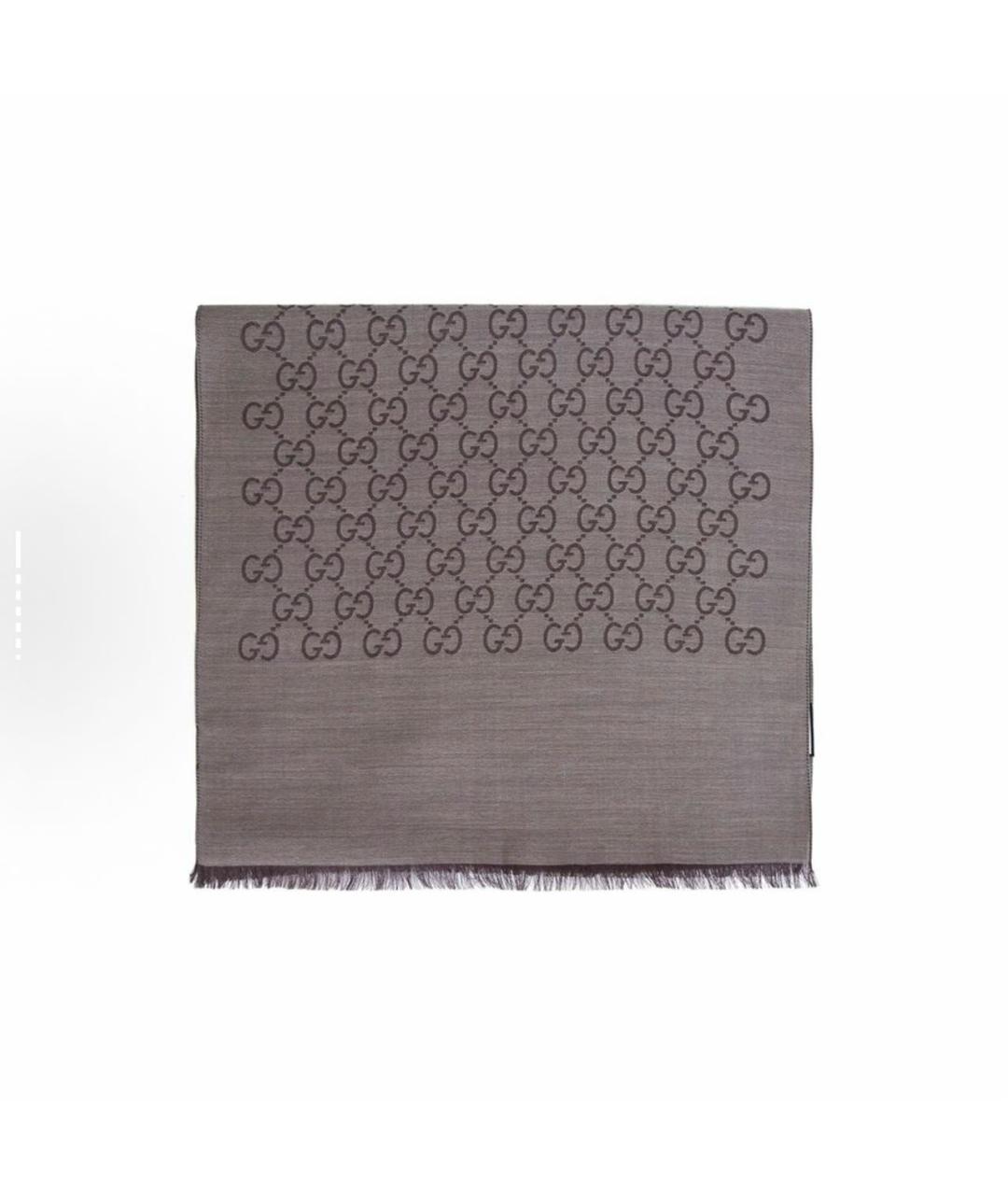 GUCCI Коричневый шерстяной шарф, фото 7