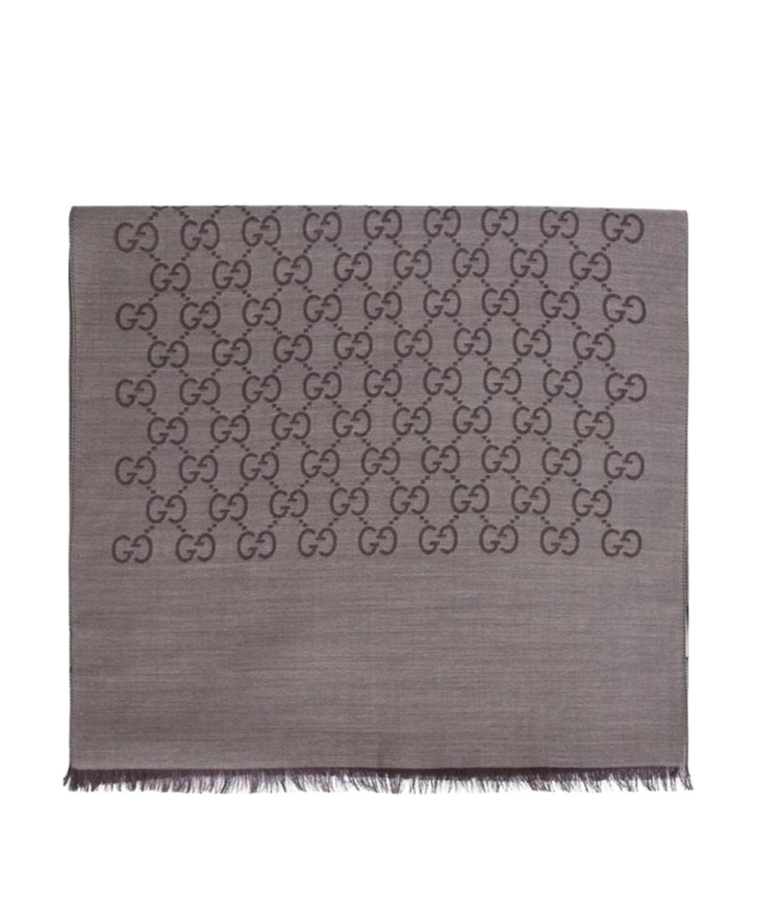 GUCCI Коричневый шерстяной шарф, фото 1