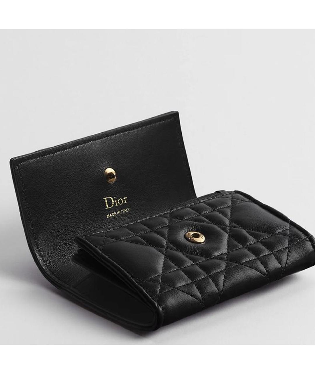 CHRISTIAN DIOR Черный кожаный кошелек, фото 4