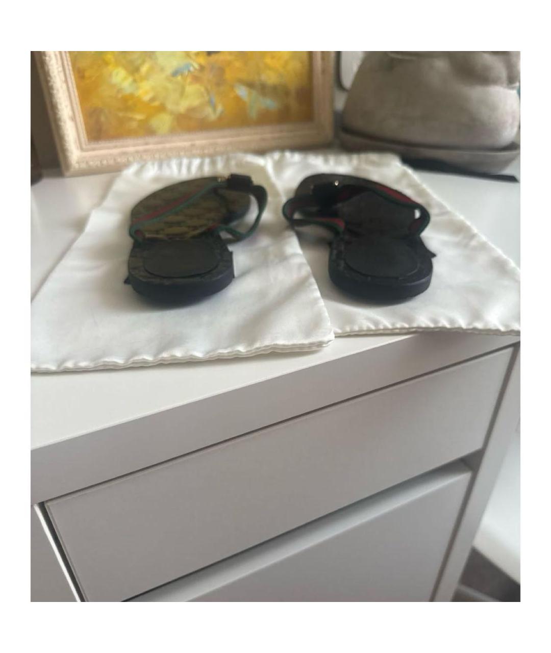 GUCCI Черные кожаные шлепанцы, фото 4