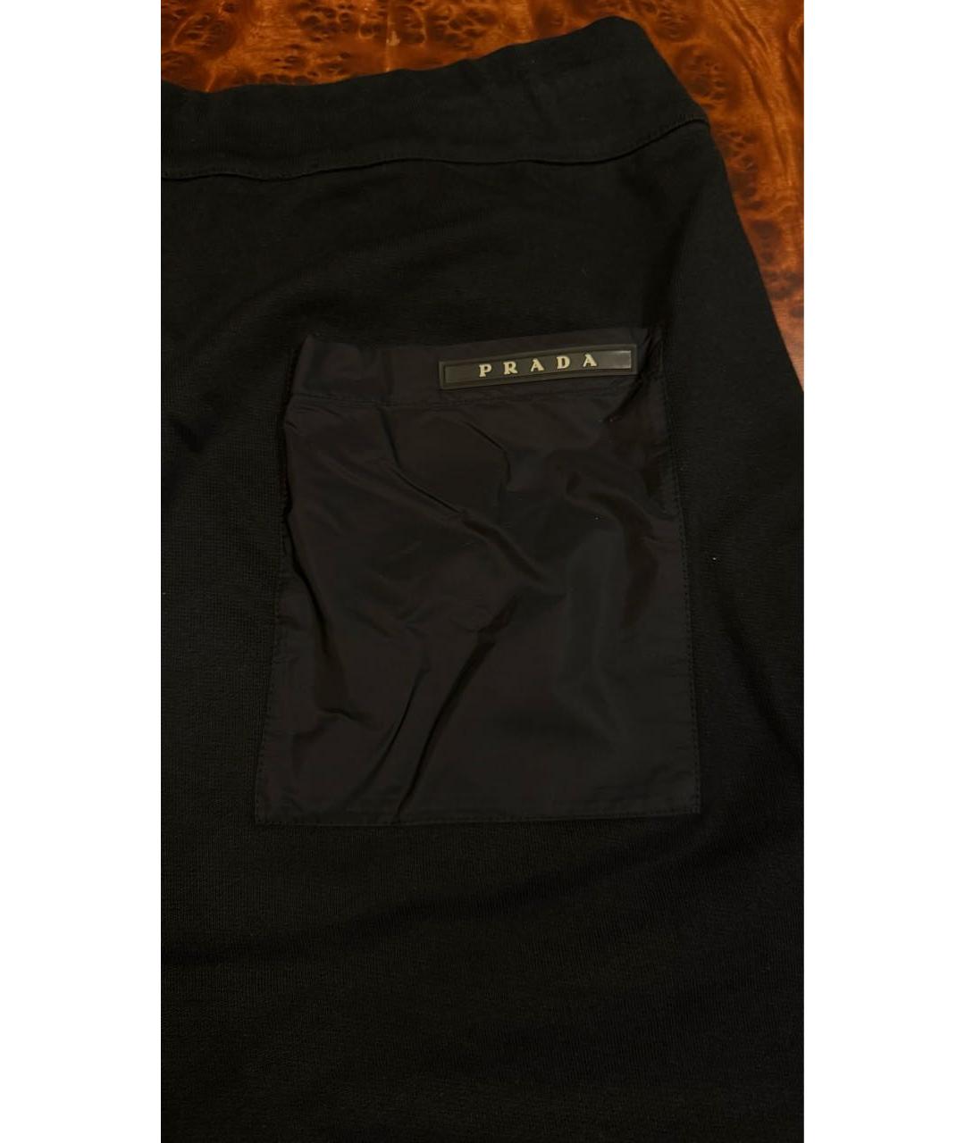 PRADA Черные хлопковые повседневные брюки, фото 4