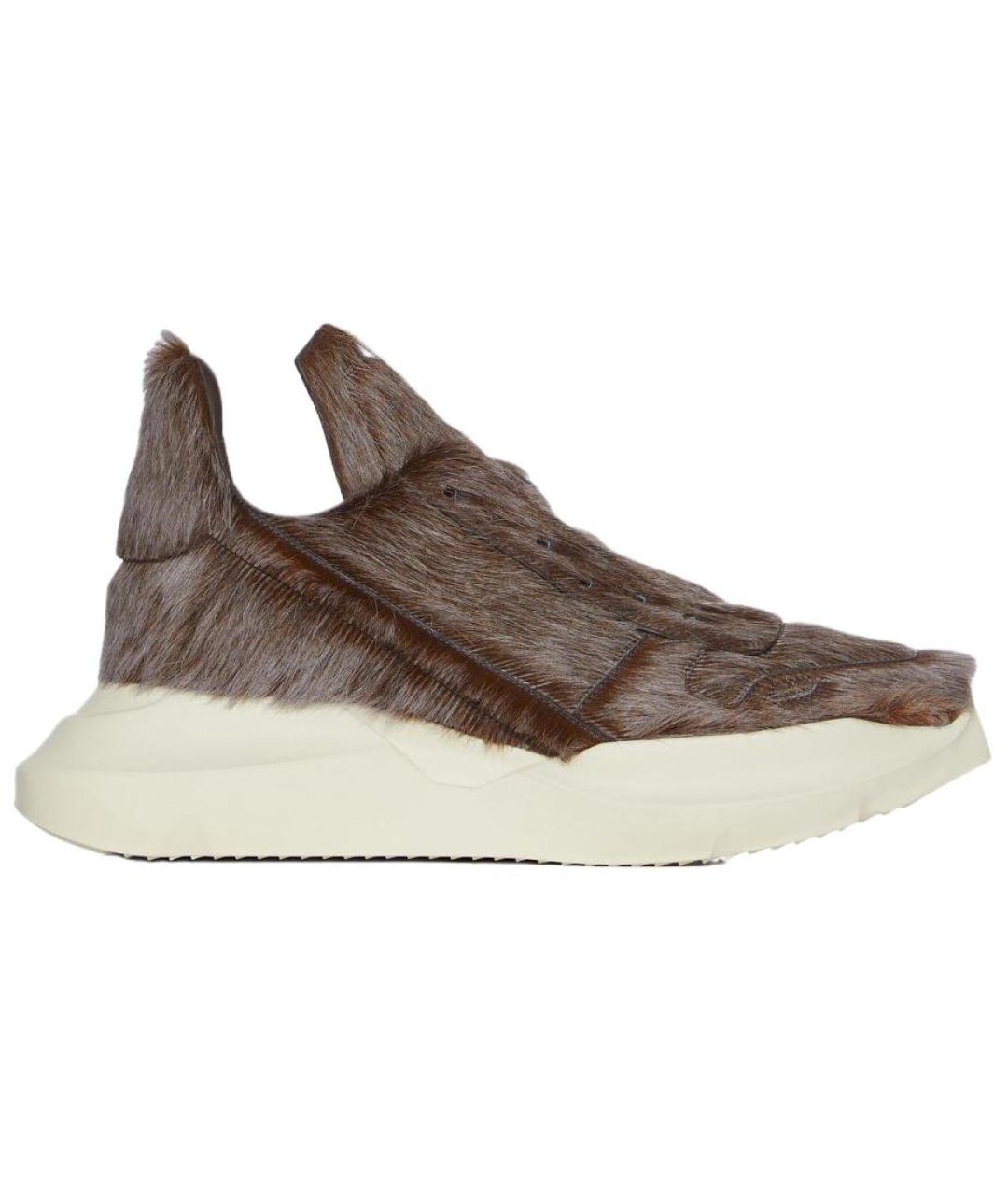 RICK OWENS Коричневые высокие кроссовки / кеды, фото 1