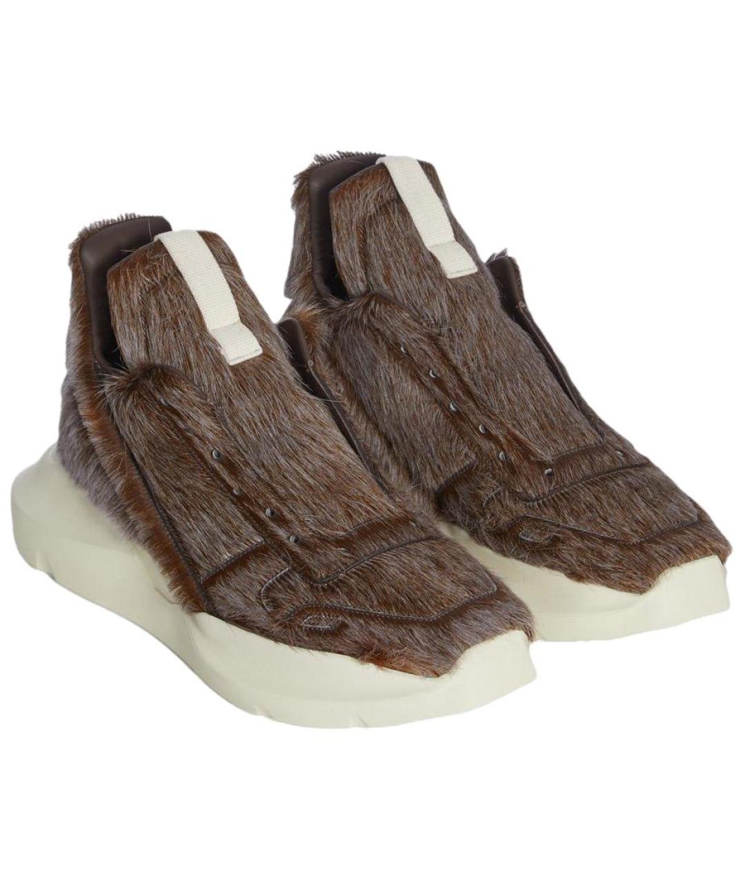 RICK OWENS Коричневые высокие кроссовки / кеды, фото 3