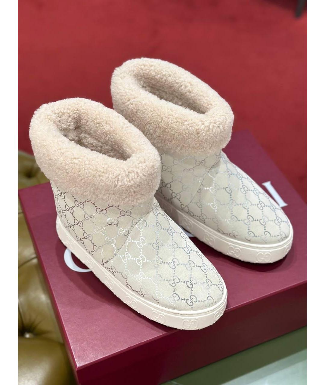 GUCCI Серебряные замшевые полусапоги, фото 2
