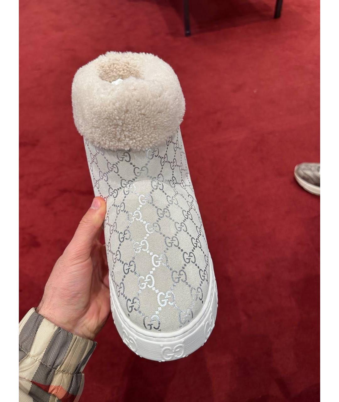 GUCCI Серебряные замшевые полусапоги, фото 4