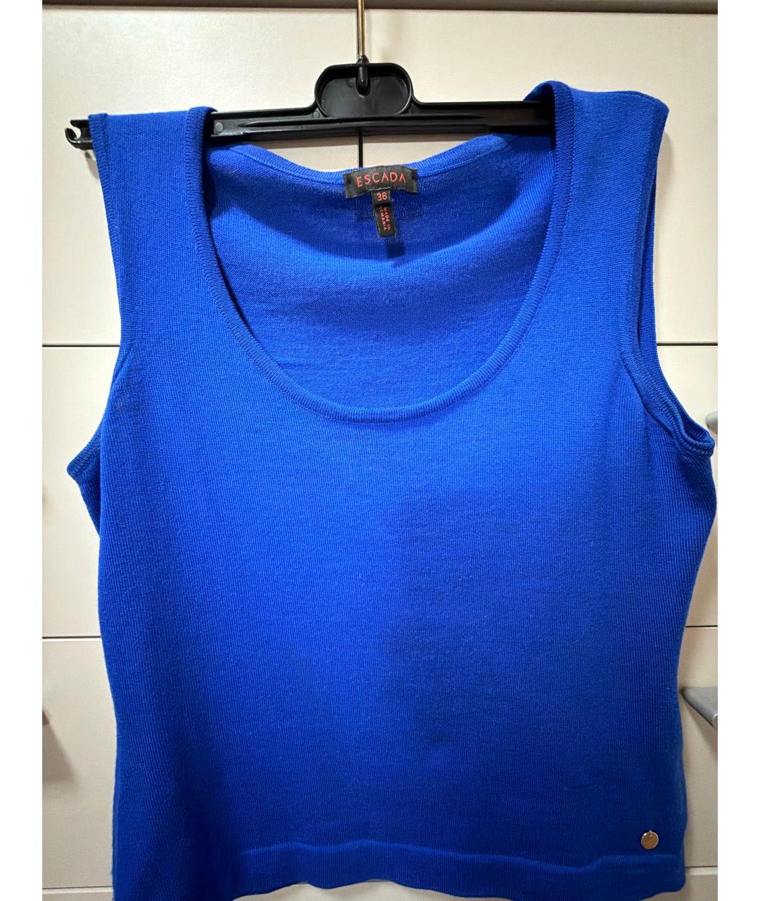 ESCADA Синяя шерстяная майка, фото 3