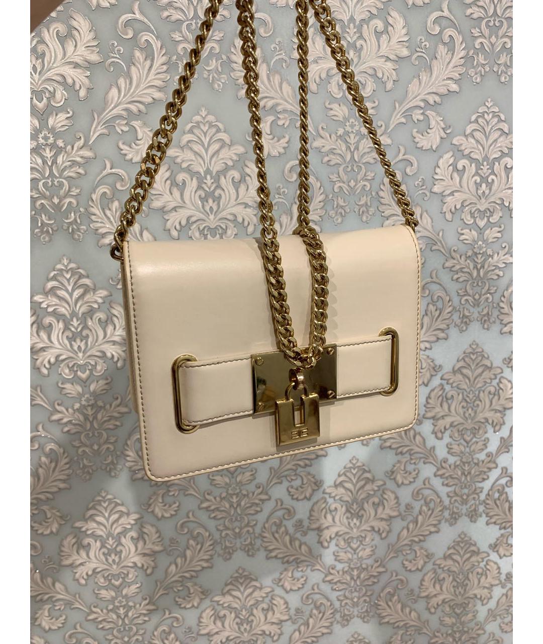 ELISABETTA FRANCHI Бежевая кожаная сумка через плечо, фото 2