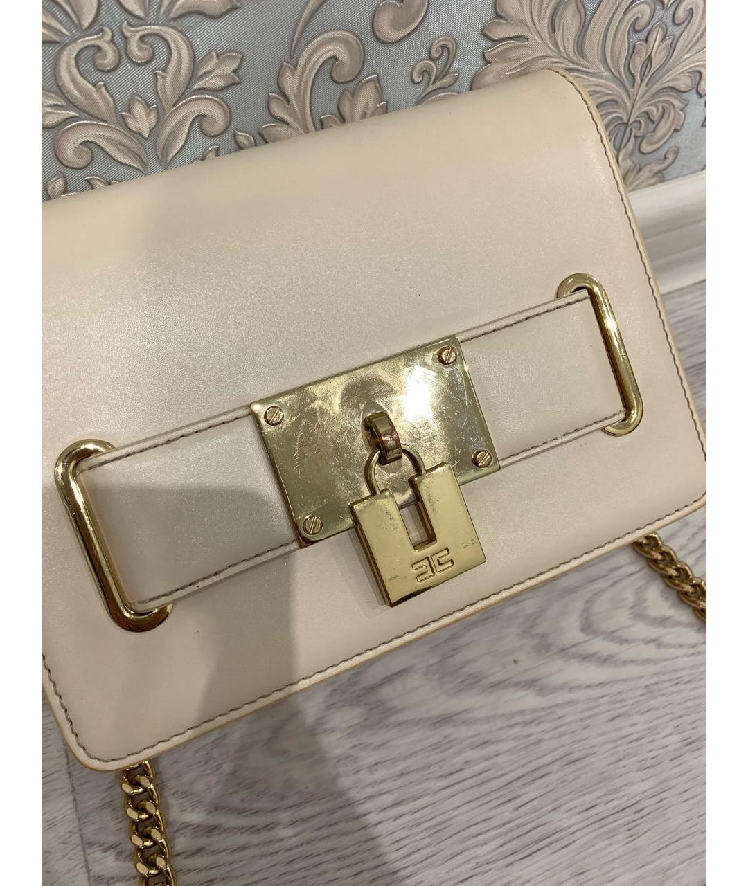 ELISABETTA FRANCHI Бежевая кожаная сумка через плечо, фото 4