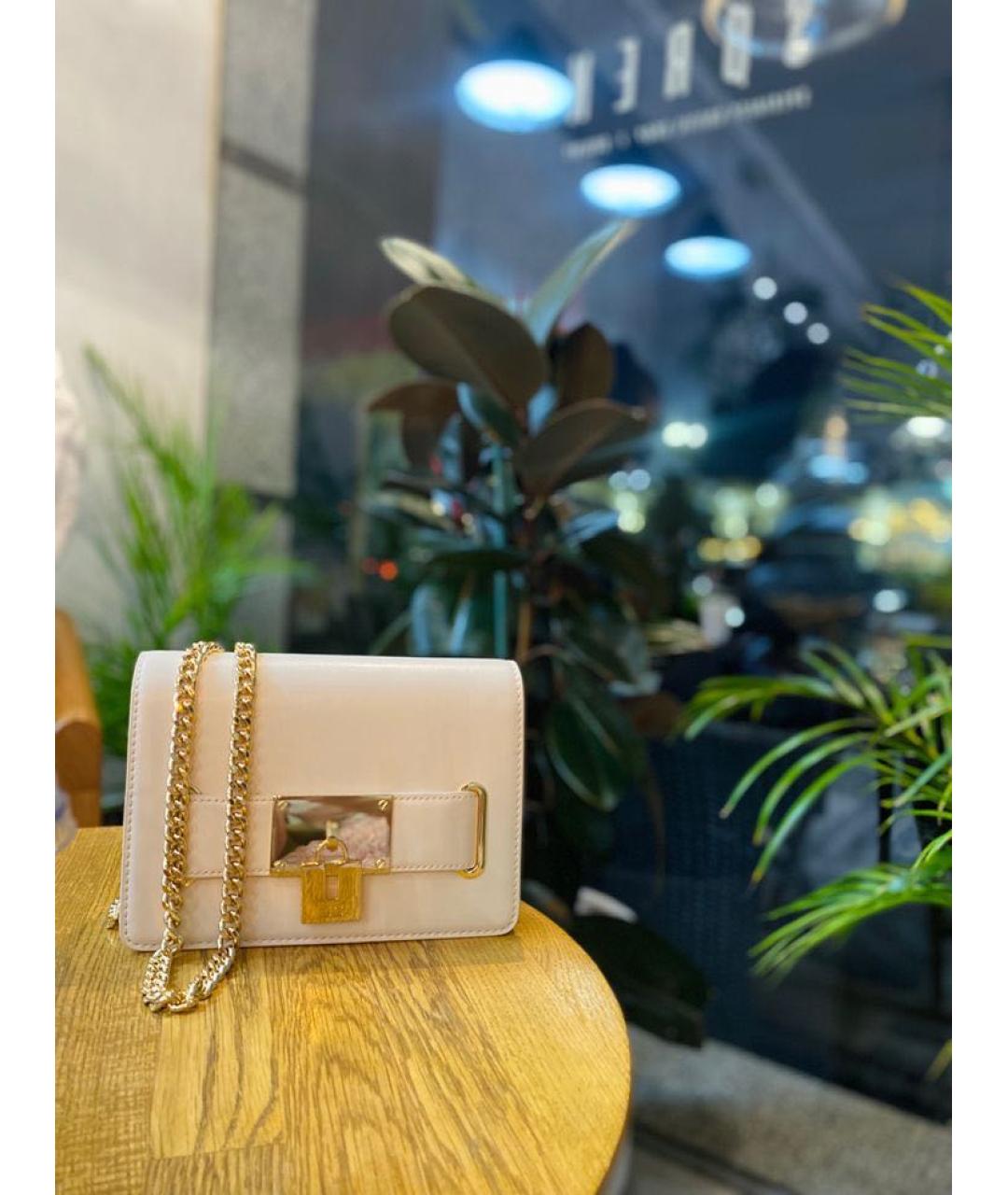 ELISABETTA FRANCHI Бежевая кожаная сумка через плечо, фото 8