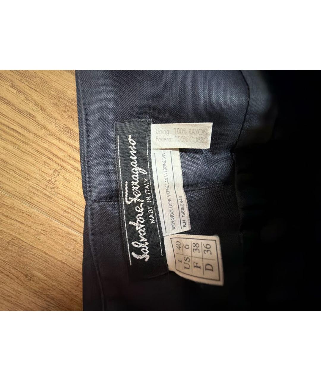 FERRAGAMO Черная шерстяная юбка миди, фото 5