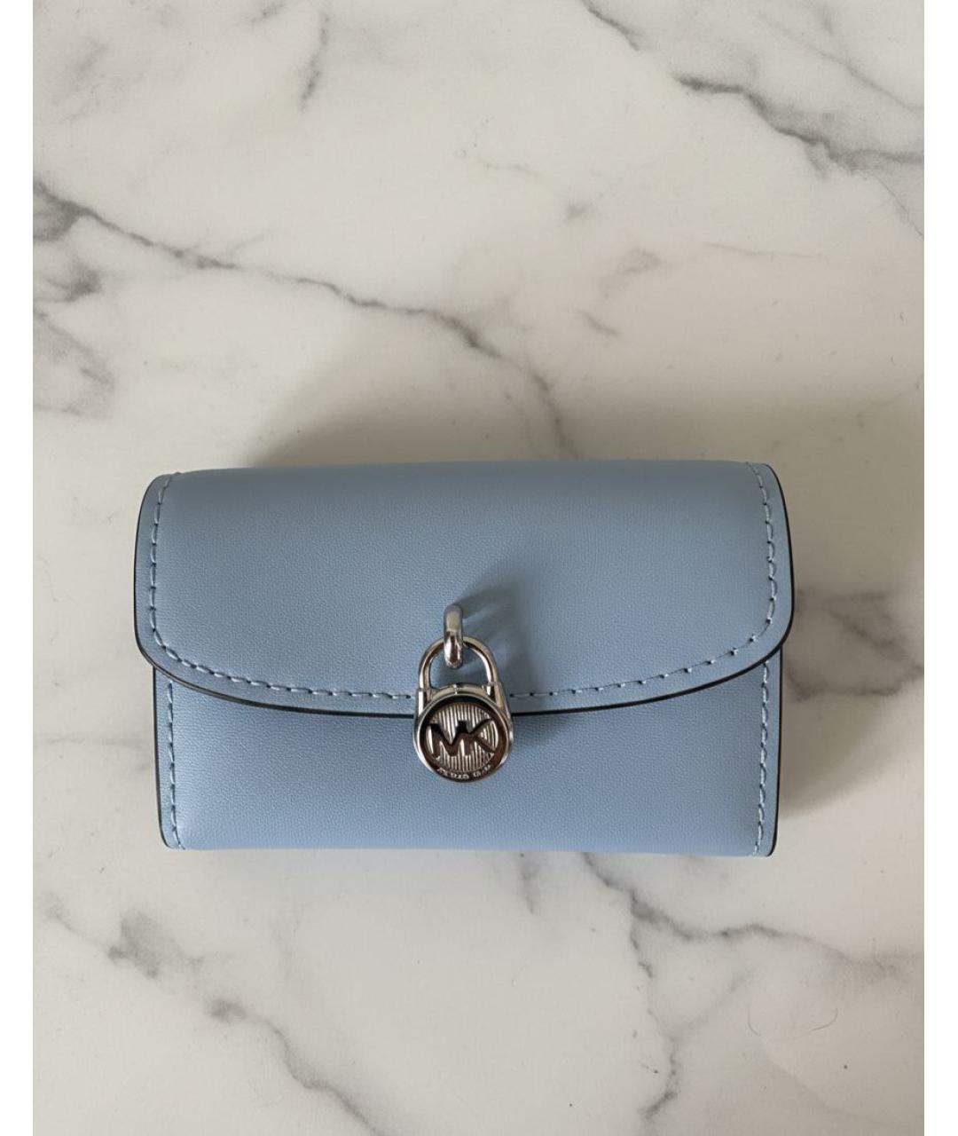 MICHAEL KORS Голубой кожаный кошелек, фото 5