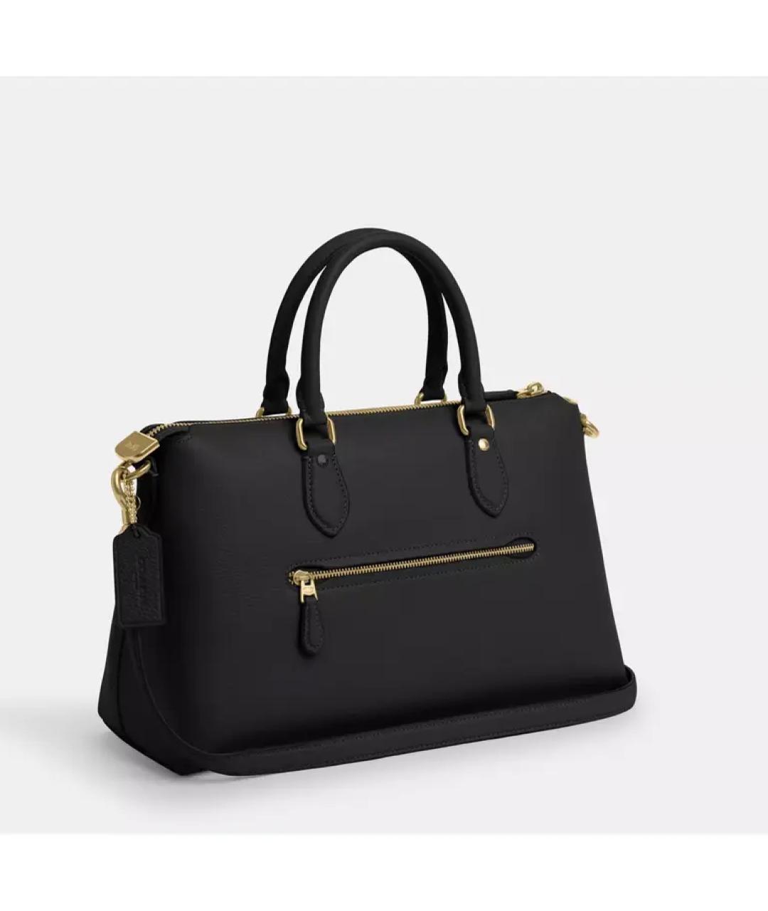 COACH Черная кожаная сумка с короткими ручками, фото 2