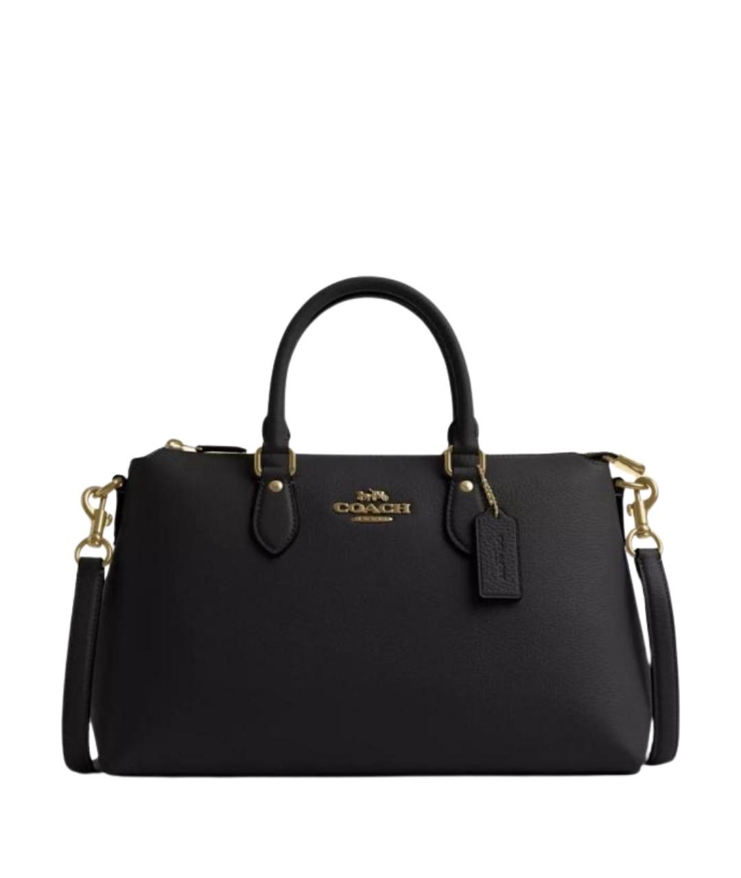COACH Черная кожаная сумка с короткими ручками, фото 1