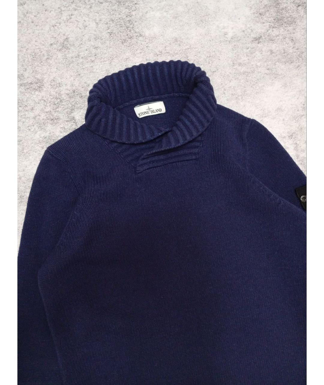 STONE ISLAND Темно-синий шерстяной джемпер / свитер, фото 3