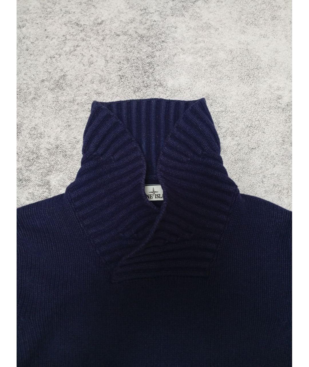 STONE ISLAND Темно-синий шерстяной джемпер / свитер, фото 9