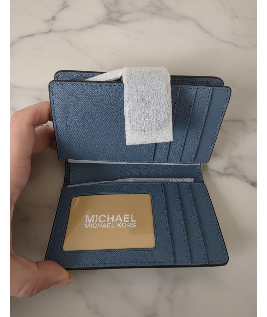 MICHAEL KORS Голубой кожаный кошелек, фото 7