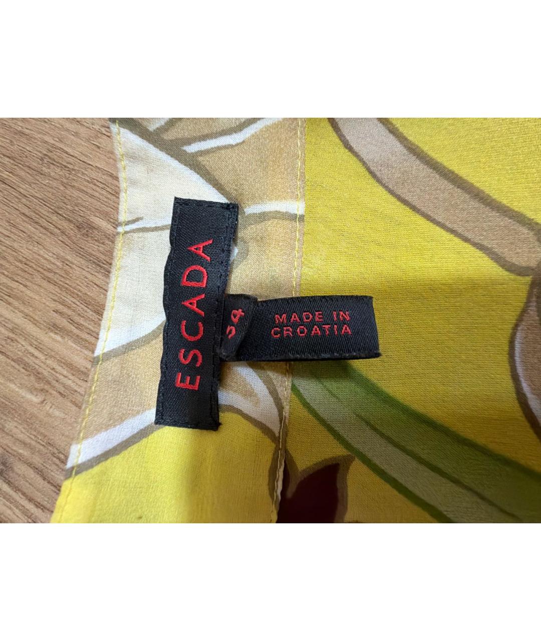 ESCADA Желтая шелковая блузы, фото 5