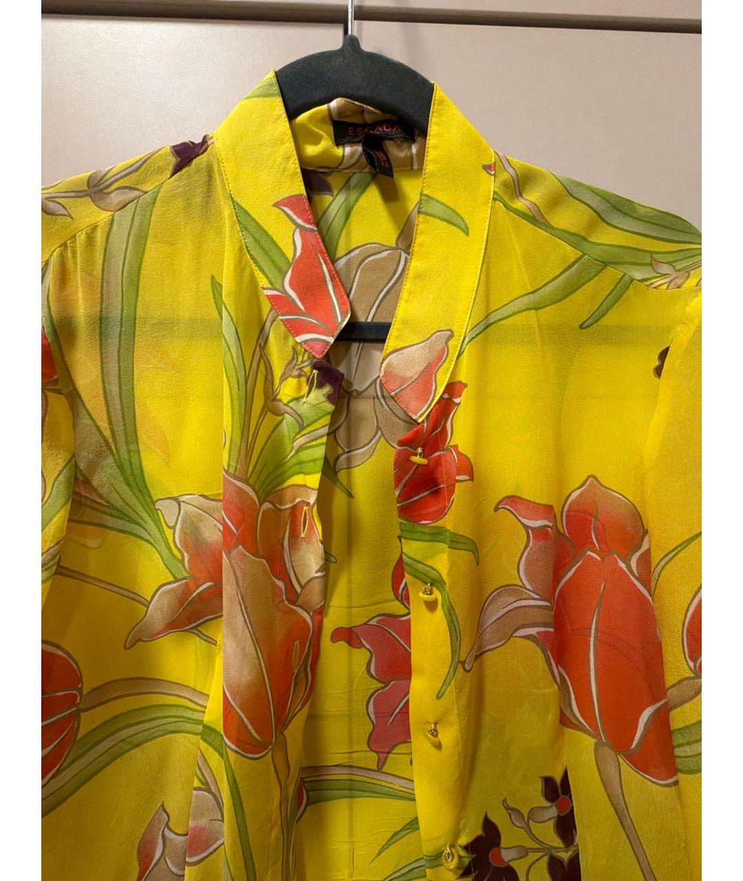 ESCADA Желтая шелковая блузы, фото 3