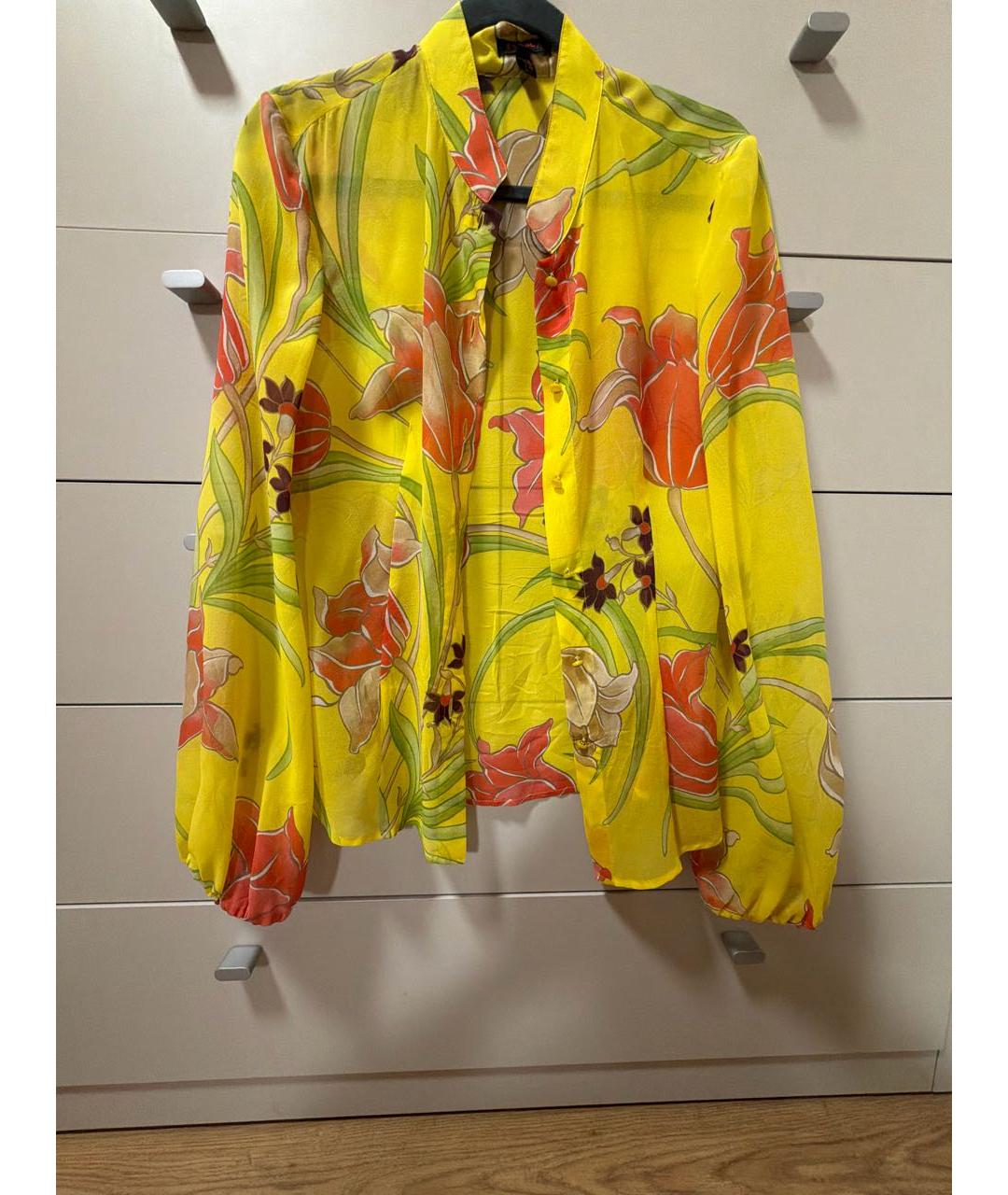 ESCADA Желтая шелковая блузы, фото 8