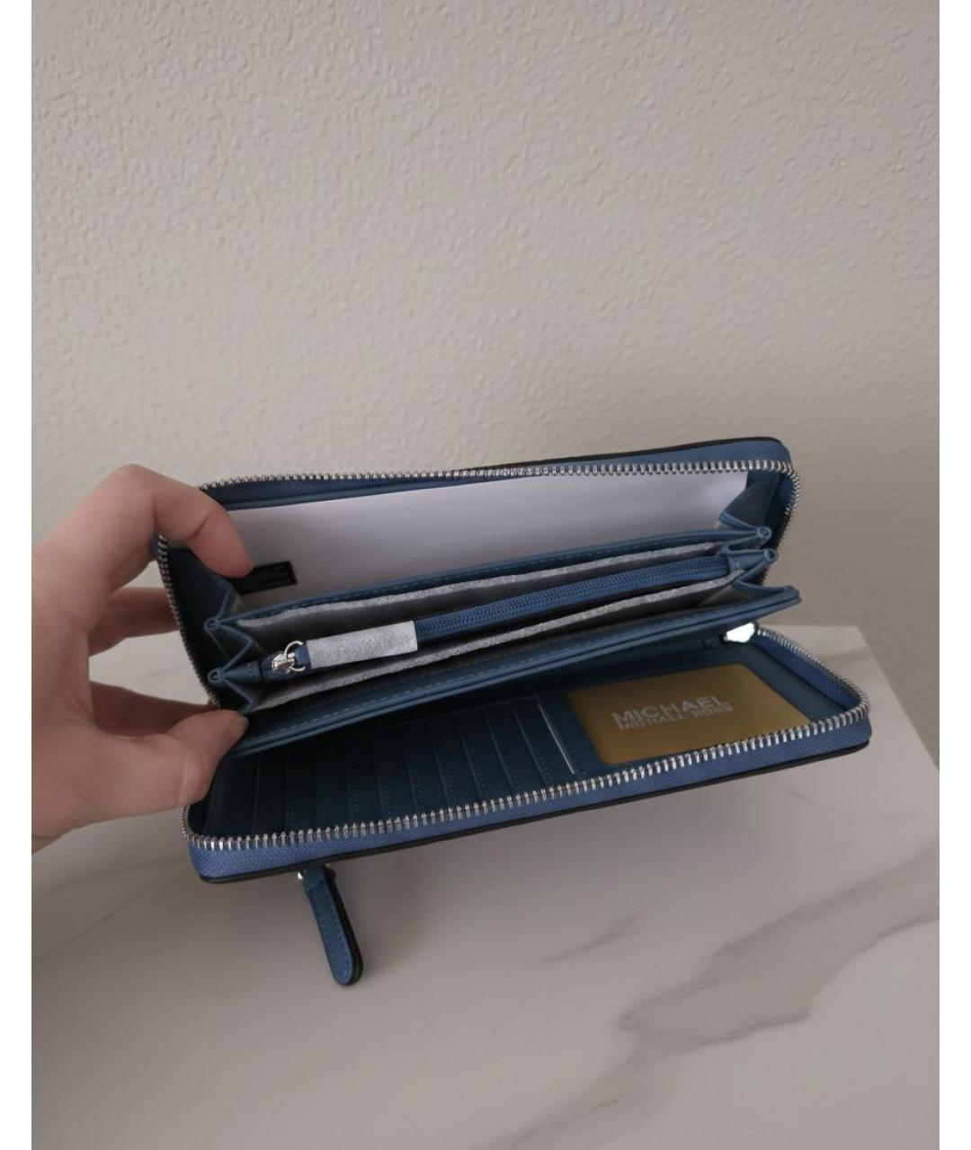 MICHAEL KORS Голубой кожаный кошелек, фото 5