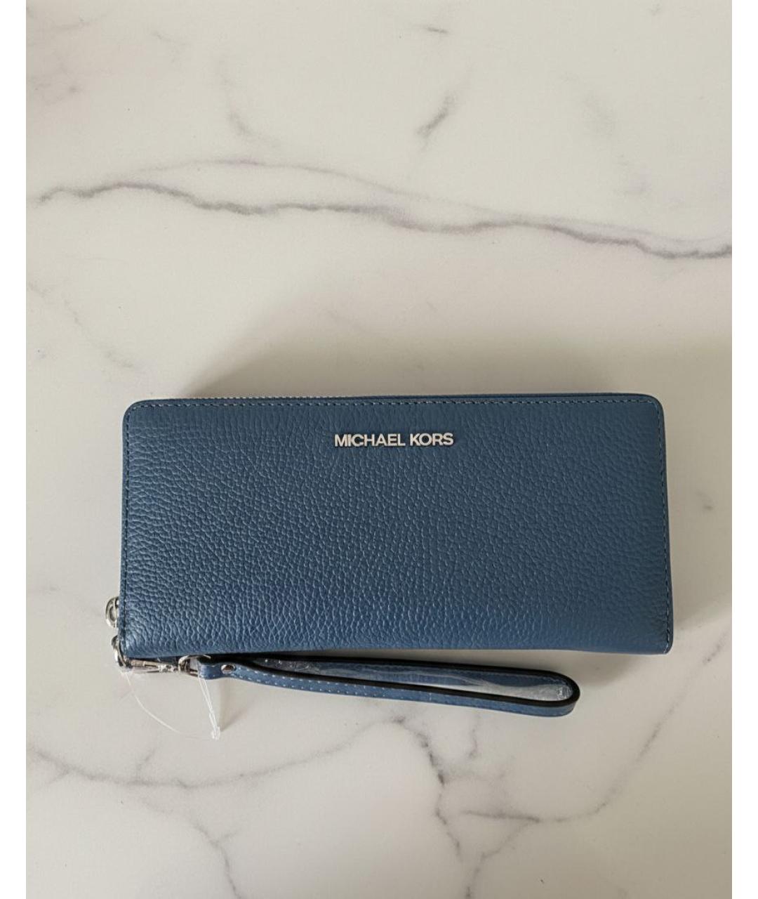 MICHAEL KORS Голубой кожаный кошелек, фото 4