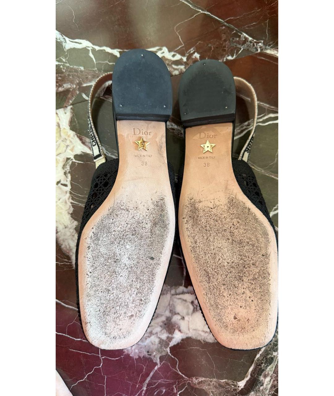 CHRISTIAN DIOR Черные текстильные босоножки, фото 3